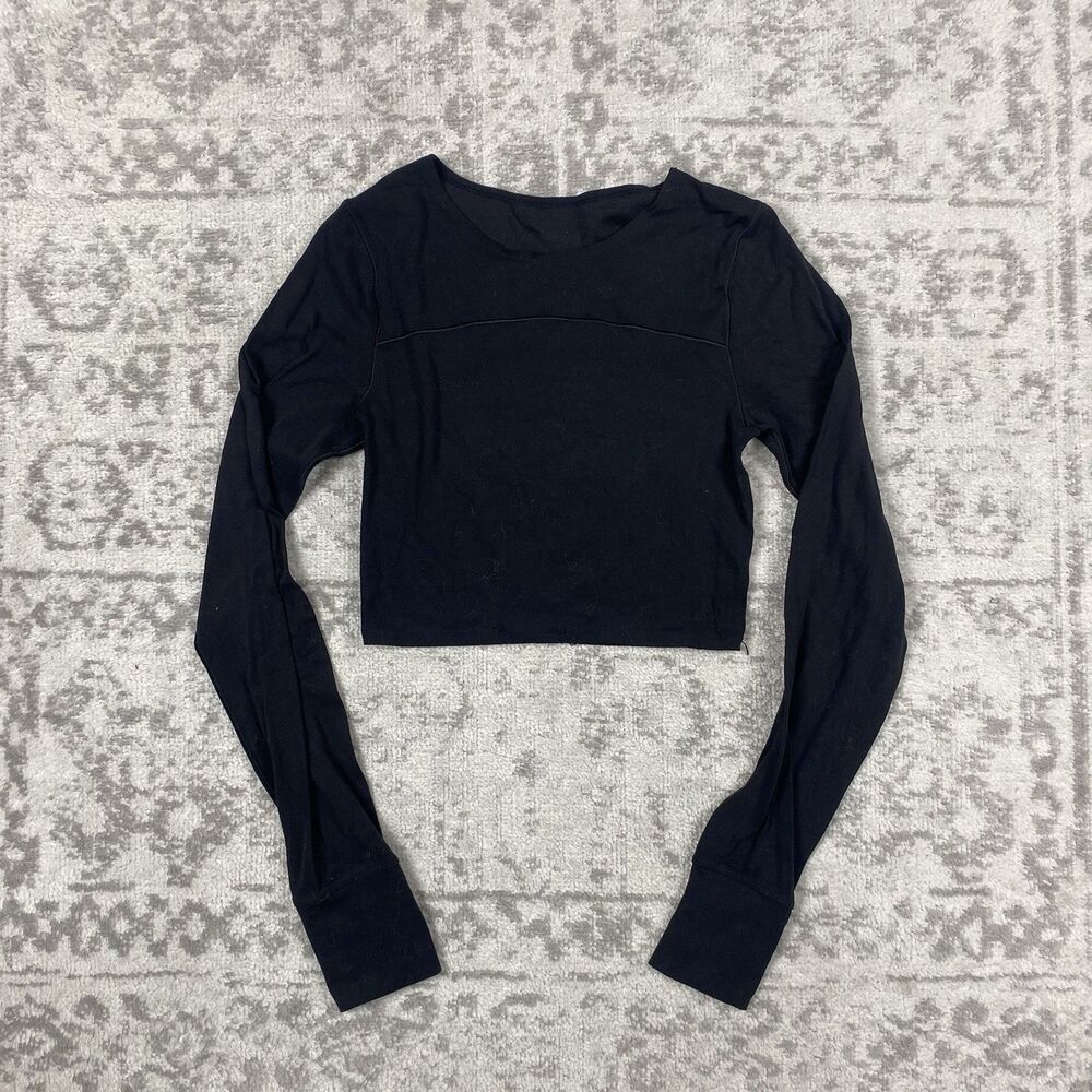 Aerie Offline Top Long Sleeve Crop Light Weight Soft Small Crew Neck Size Small